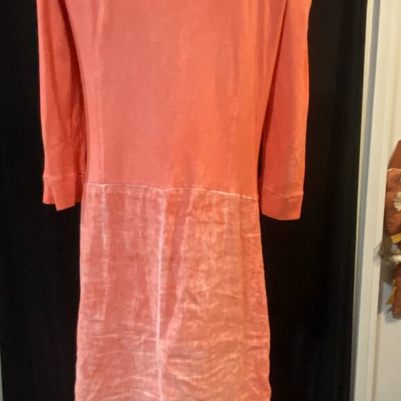 *20🤗You Are Sweet💛 Salmon Sandwich Pure Linen Dress - Picture 6 of 14